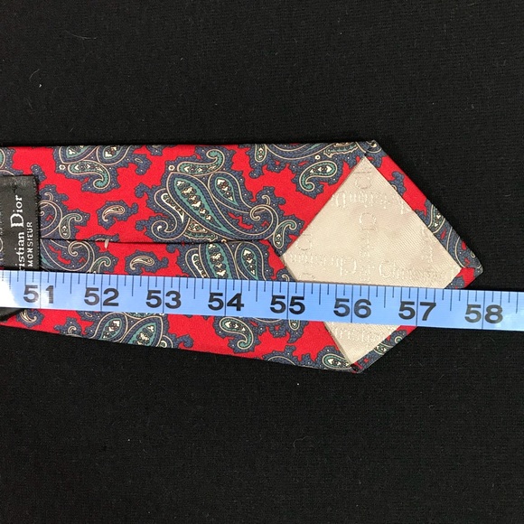 Christian Dior Silk Neck Tie Red Maroon - Picture 6 of 6